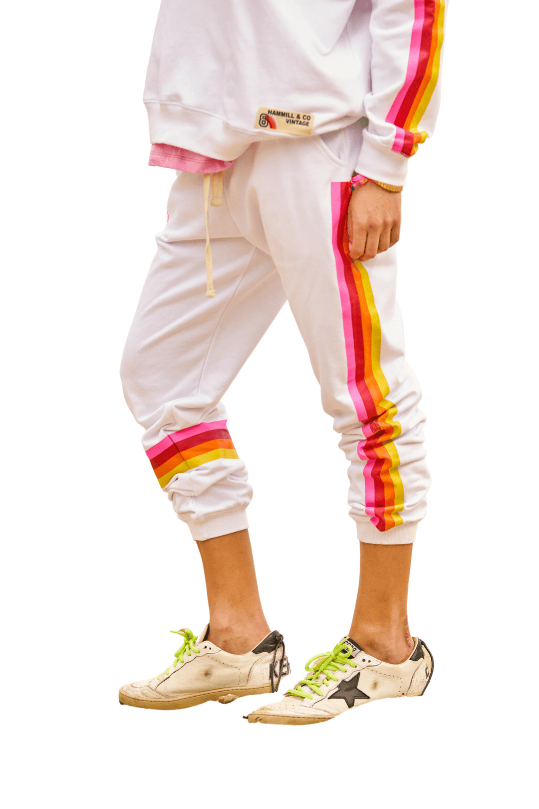 Retro Vibes White Trackpant - Since I Found You