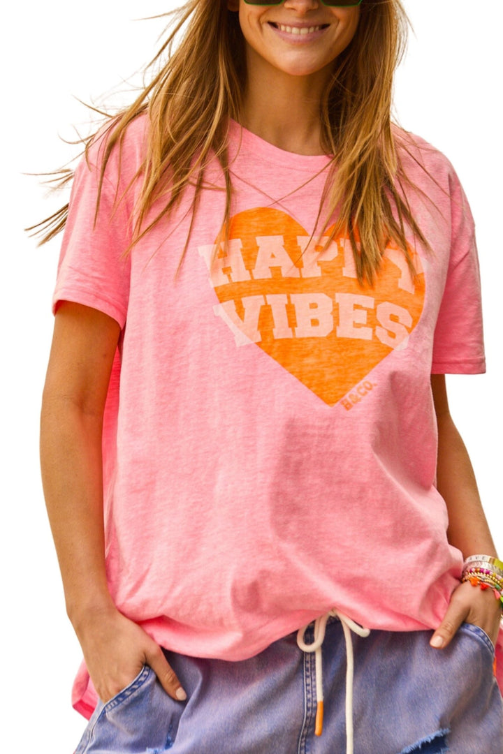 Happy Vibes Vintage Tee- Pink - Since I Found You