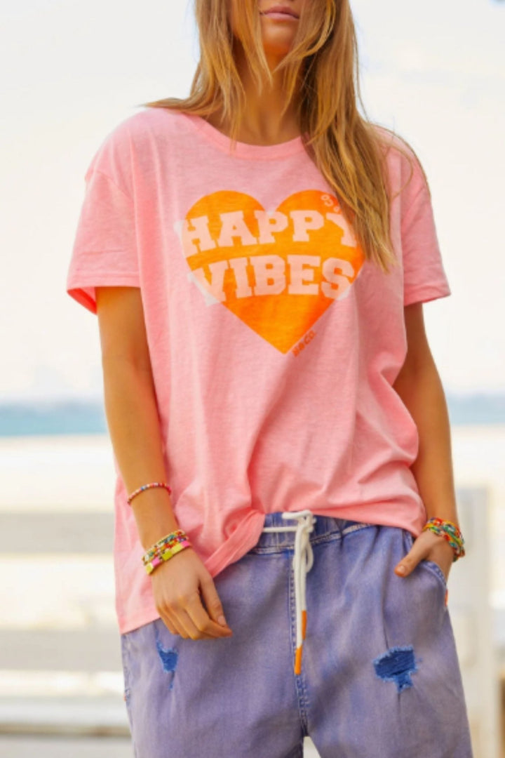 Happy Vibes Vintage Tee- Pink - Since I Found You