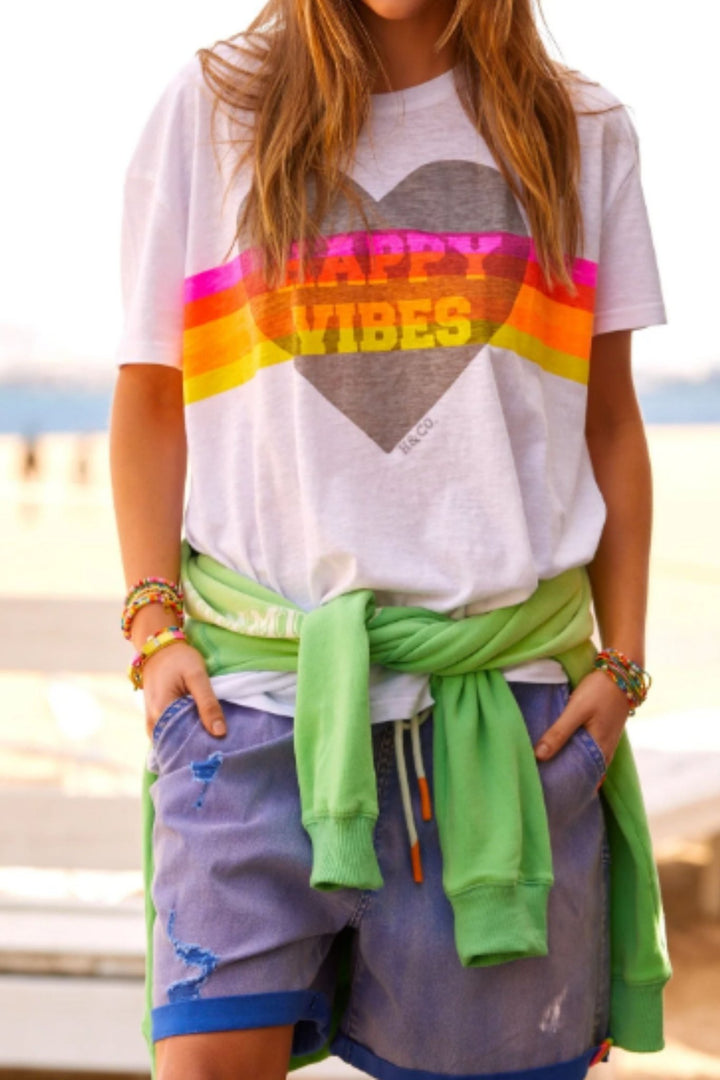 Happy Vibes Vintage Tee - White - Since I Found You
