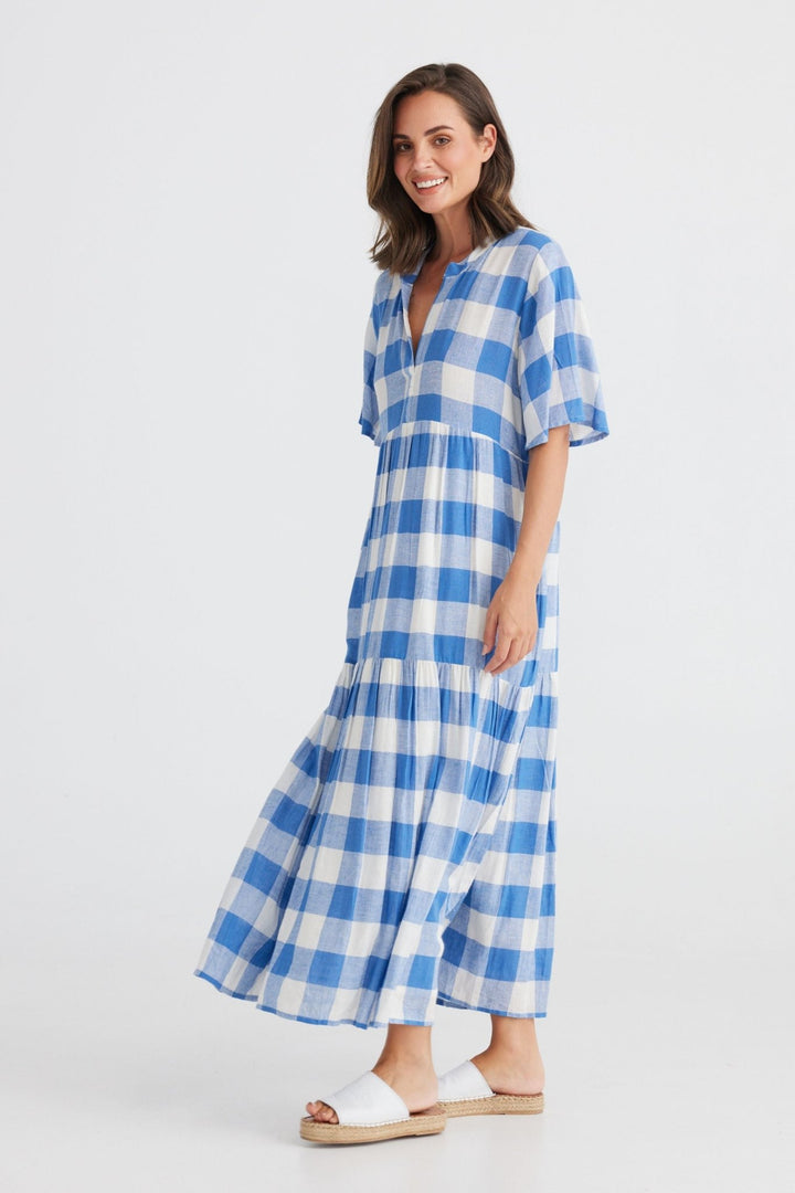 Lynwood Check Dress in Yacht Blue Check - Since I Found You