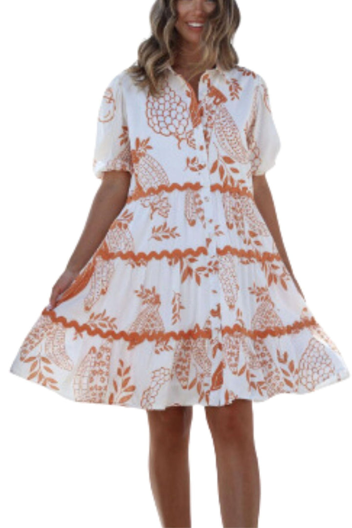 Ric Rac Print Dress in white - Since I Found You
