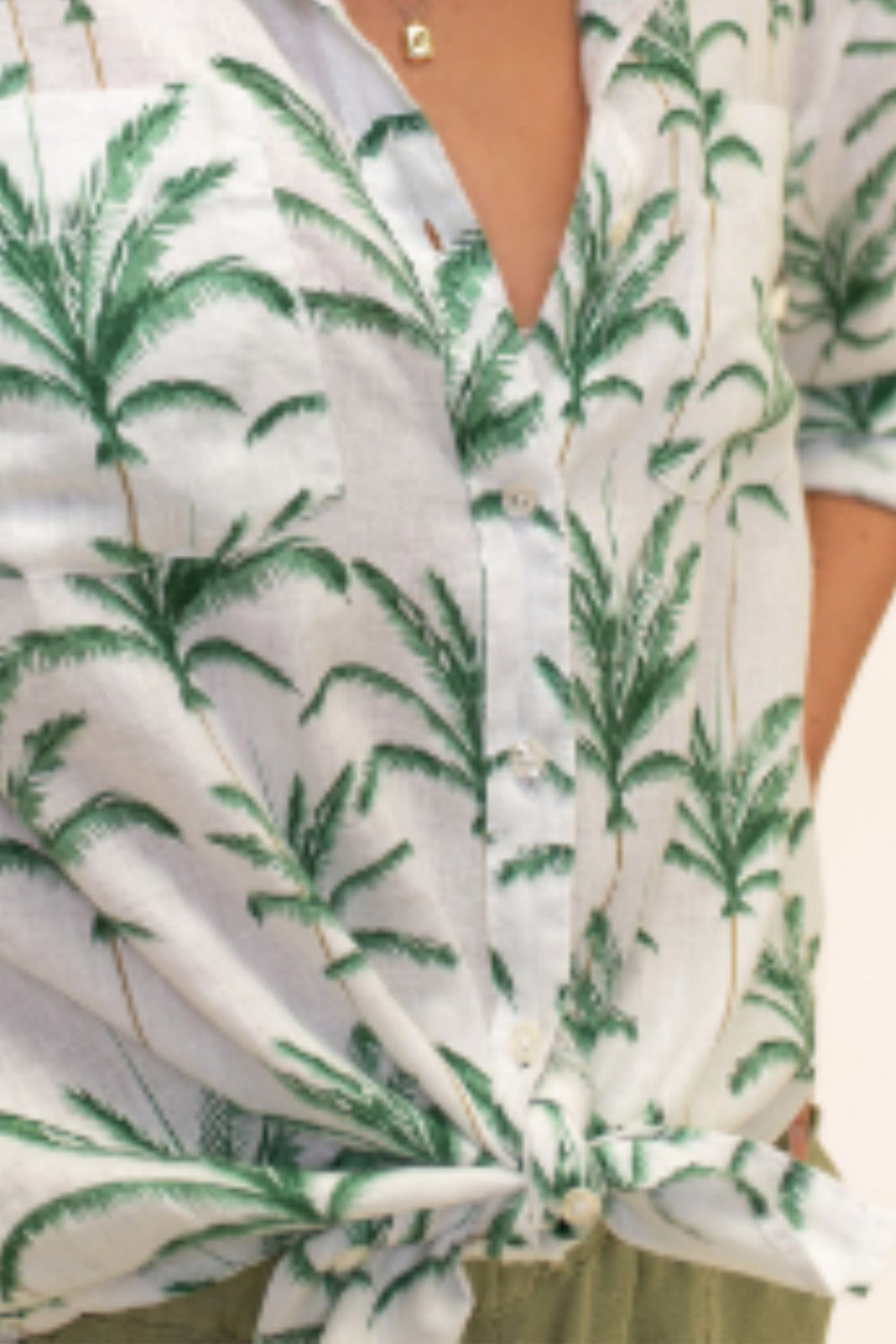 Vacay Palms Boyfriend Linen Shirt - Since I Found You