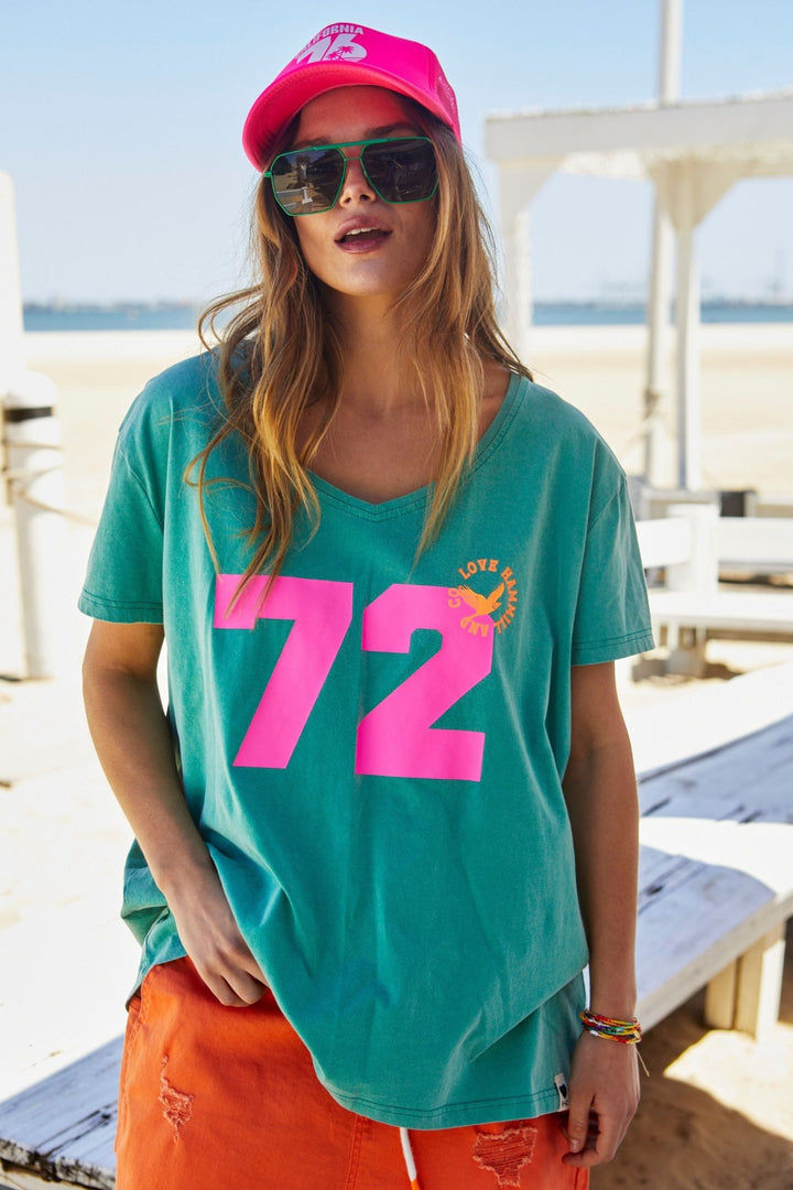 Vintage Faded Jade 72 V neck Tee - Since I Found You