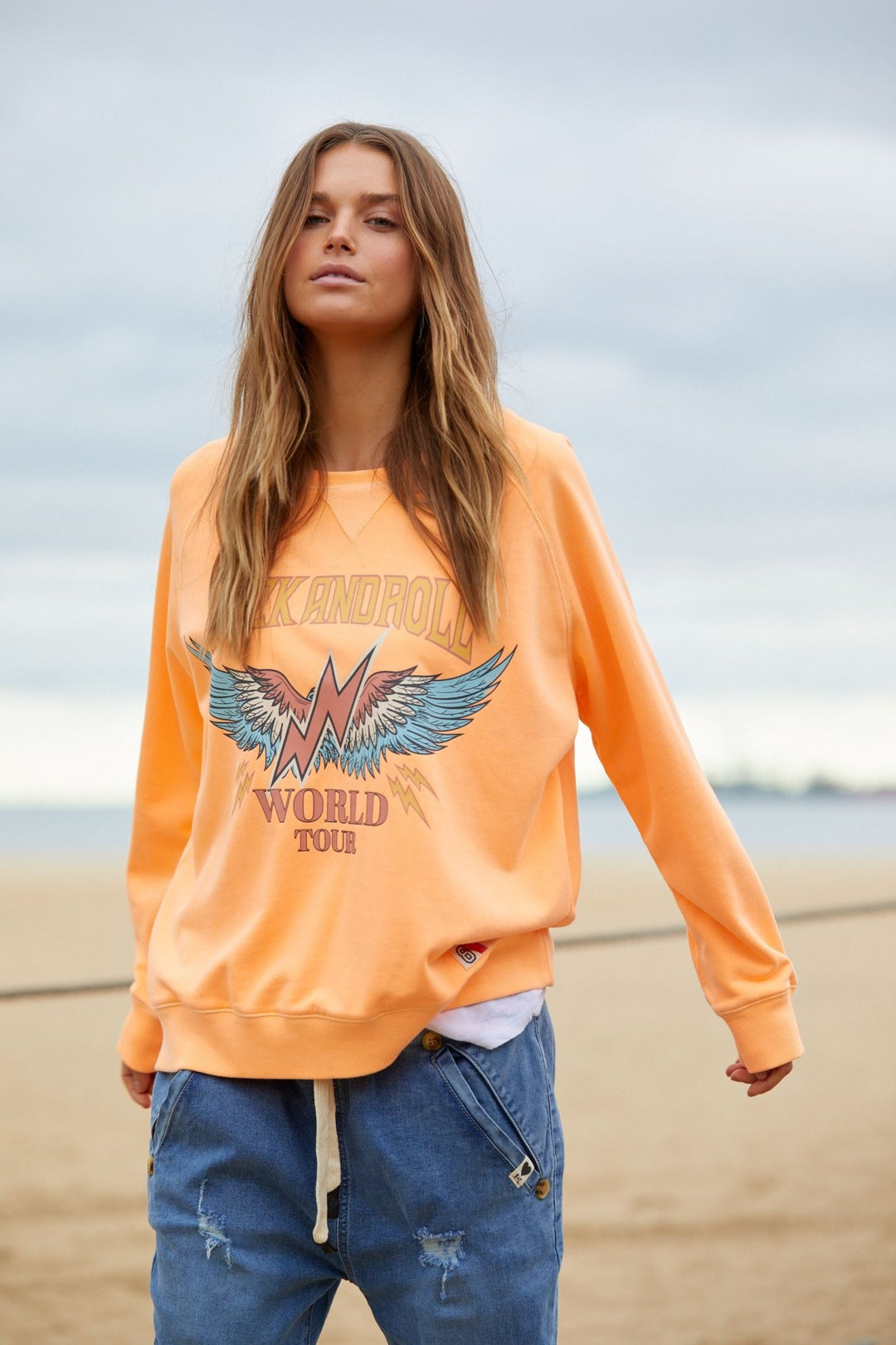 Vintage Wash Rock and Roll Sweat Orange - Since I Found You