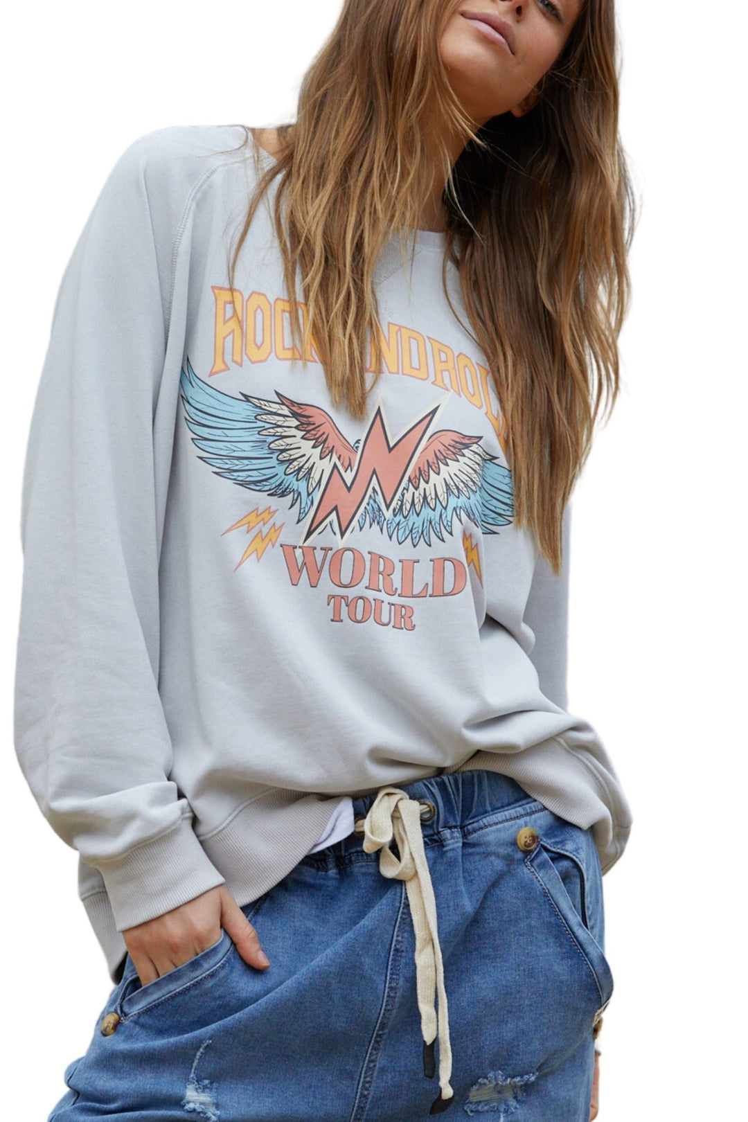 Vintage Wash Rock and Roll Sweat Washed grey - Since I Found You